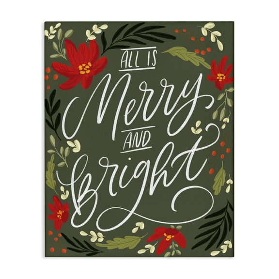 Stupell Industries Farmhouse Floral Merry and Bright Canvas Art, 16 x 20, by Isabela Schielke