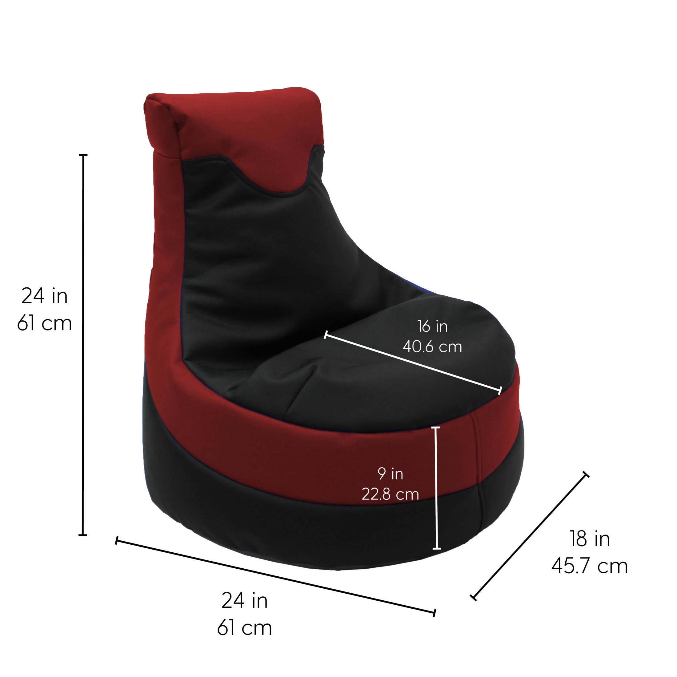 Factory Direct Partners SoftScape Little Gamer Kids Bean Bag, Black Red
