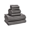thumbnail image 3 of Beautiful by Drew Barrymore 6-Piece Staggered Tile Bath Towel Set, Soft 100% Cotton, Charcoal, 3 of 4