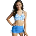 thumbnail image 2 of ATOGUTA Girl Swimsuit 3 Piece Bathing Suits Summer Bikini Tankini Sets with Cover Up Skirt Size 3T-12, Sky Blue, 2 of 6