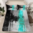 thumbnail image 2 of jejeloiu Splash Ink Bed Sheets,Black Gray Blue King Sheets For Girls Kids 4pcs, 2 of 7