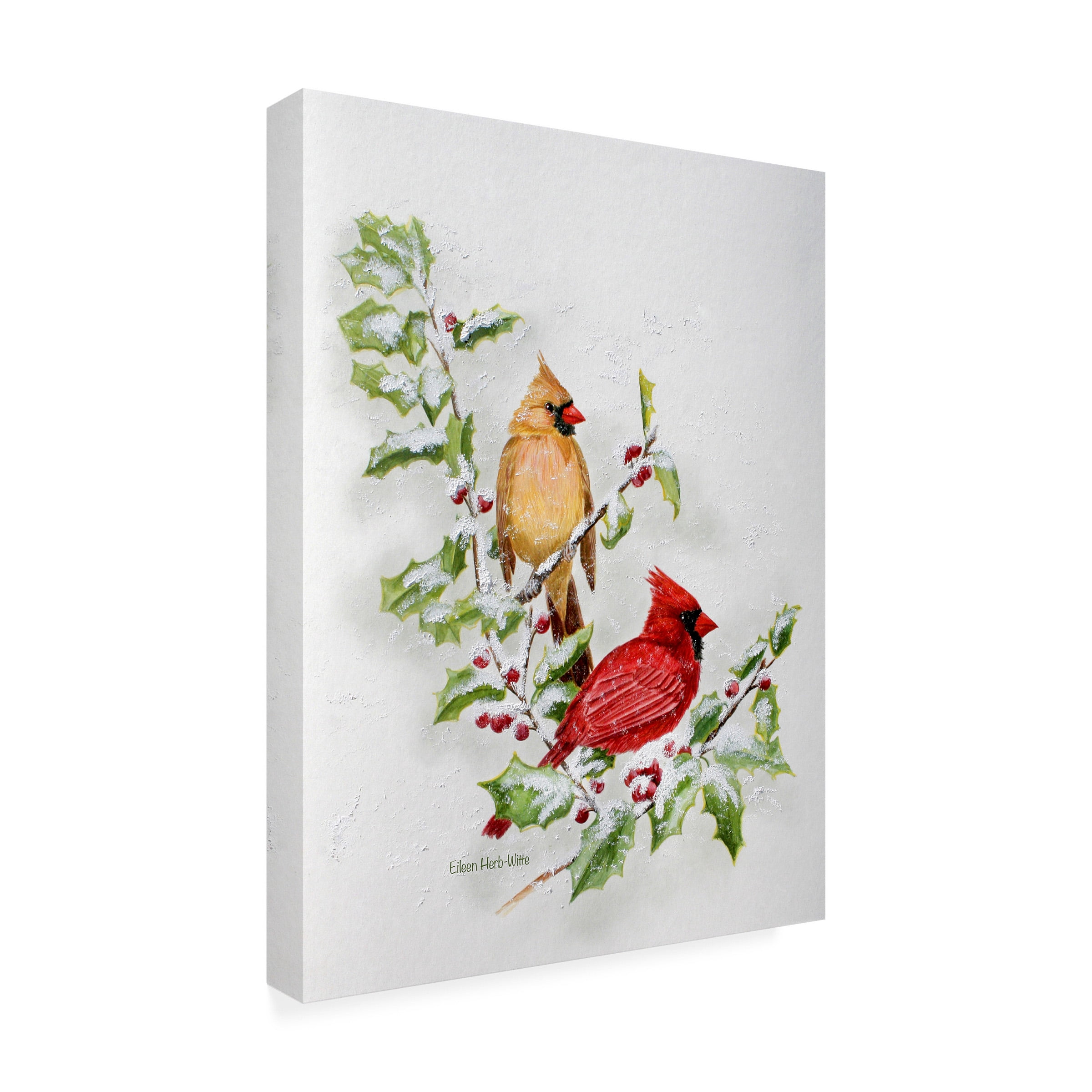 Eileen Herb-Witte 'Holly Cardinals 1' Canvas Art