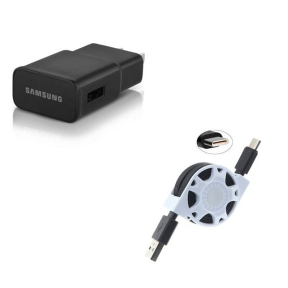 Type-C Retractable USB Cable w USB Adaptive Fast OEM Home Charger X1Z for Alcatel 3V (2019) - ASUS ROG Phone 2 - BLU G9 Pro - BOLD N1 - Coolpad Legacy S - Google Pixel 4 XL - LG G8X ThinQ