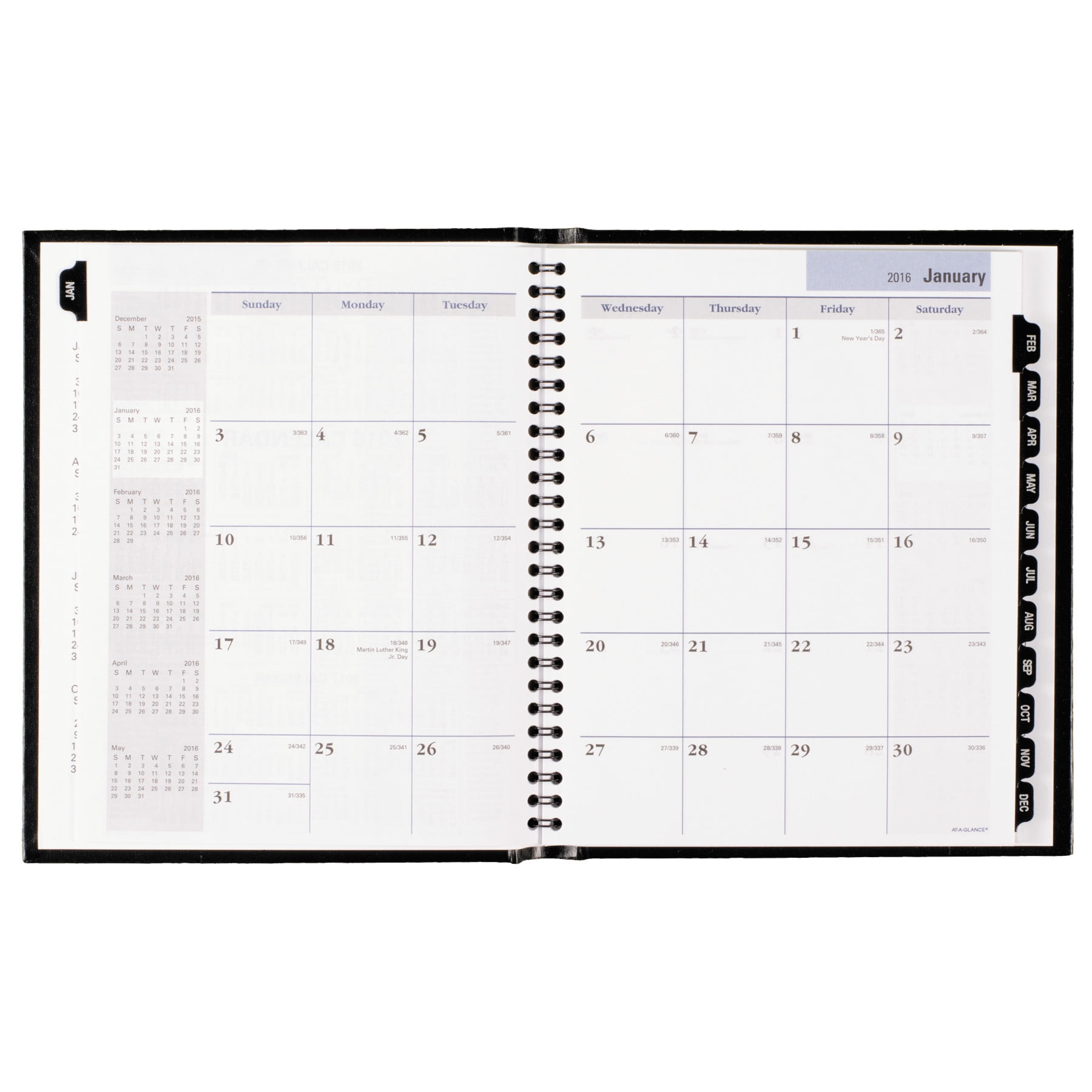 HardCover Monthly Planner, 6 7/8 x 8 3/4, Black, 2017