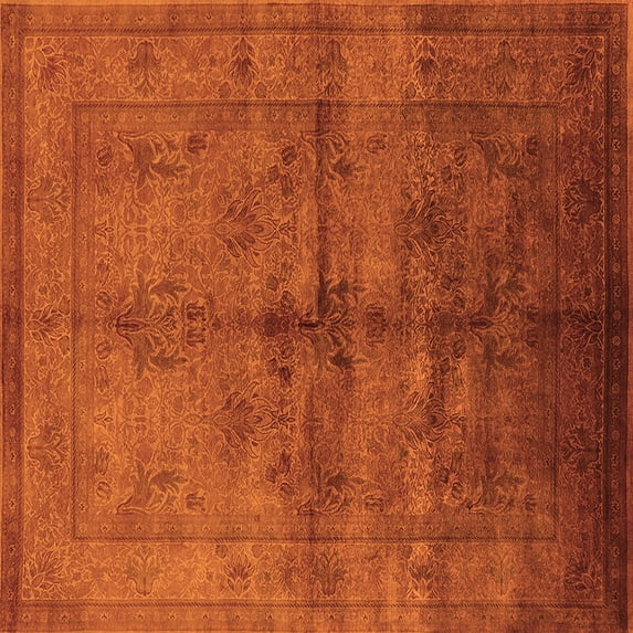 Ahgly Company Indoor Square Oriental Orange Industrial Area Rugs, 8' Square