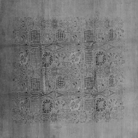 Ahgly Company Indoor Square Oriental Gray Industrial Area Rugs, 5' Square