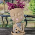thumbnail image 4 of Resina Gato Chica Estatua Maceta Adorno Florero Florero Artesanía (Caqui) Likrtyny Libre de BPA, 4 of 7