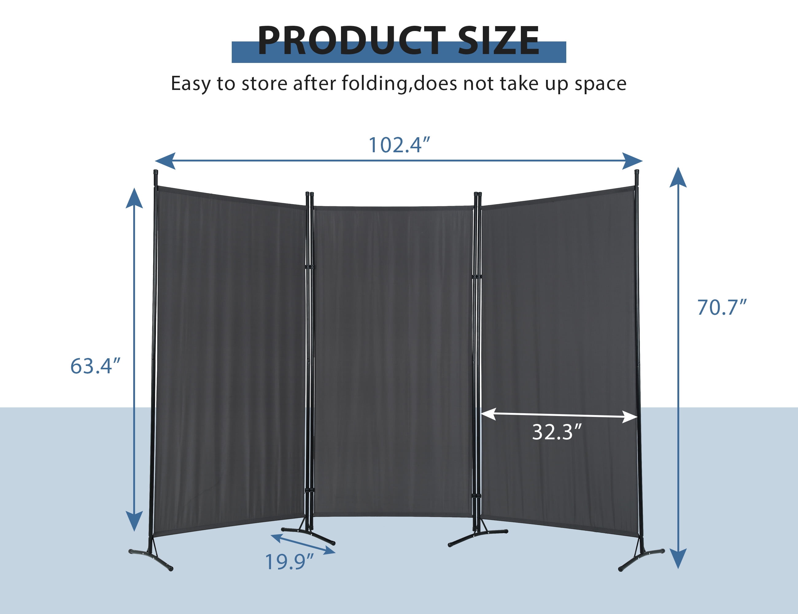 YRLLENSDAN Room Dividers Screen with 3 Panels, Temporary Wall Partitions and Dividers Freestanding Folding Privacy Screen for Room Bedroom Metal Frame Portable Wall Divider Room Separation