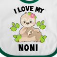 thumbnail image 4 of Inktastic Cute Sloth I Love My Noni with Green Leaves Boys or Girls Baby Bib, 4 of 4