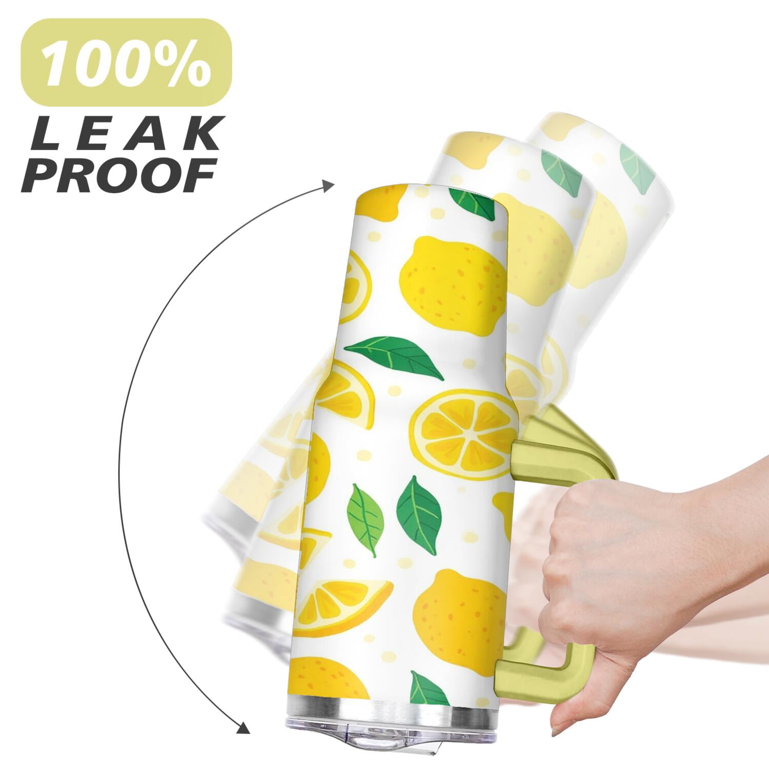 40 oz Lemon Cup with Handle Vacuum Insulated Travel Mug Gift for Women Men