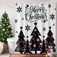 thumbnail image 4 of Shower Curtain 72"W x 78"L Winter Abstract Christmas Tree Snowflake Fabric Shower Curtains Set with Hooks Water Repellent Bathroom Curtains Machine Washable Bathroom Accessories, 4 of 9