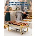 thumbnail image 5 of Chafing Dish Buffet Set of 2, 8QT Stainless Steel Food Warmers Set with Lid & Foldable Frame for Wedding Catering Parties - Gold, 5 of 8