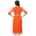 thumbnail image 4 of Bimba Womens Orange Printed Rayon Kurti Straight Ladies Kurta 3/4 Sleeve Clothing, 4 of 6