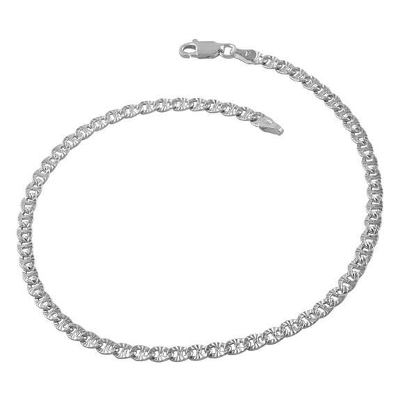 KoolJewelry Sterling Silver 3.5 mm Diamond-cut Mariner Bracelet (7.5 inch)