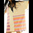 thumbnail image 1 of Vestido Estilo Babydoll de Rayas en Contraste para Mujer, Estilo Y2K, con Retazos de Verano, Estilo Vintage, Cuello en V y Corta. Rayas Naranjas M, 1 of 8