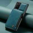 thumbnail image 2 of CaseMe Back case Card Slot Retro Matte Synthetic Leather Wallet Zipper Stand Cover for Samsung Galaxy S21 Ultra (Blue), 2 of 8