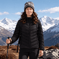 thumbnail image 4 of Women's Lightweight Full-Zip Puffer Jacket with Hood Quilted Waterproof Winter Coat, Black, 4 of 8