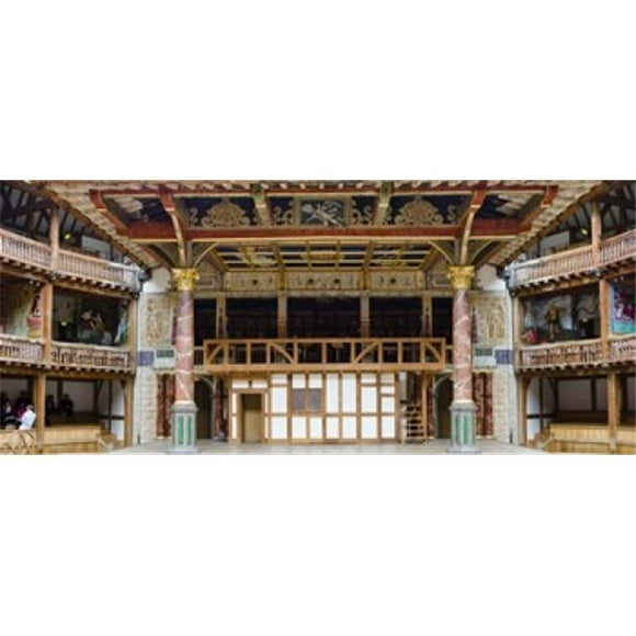 Intérieurs d'Un Théâtre de Scène Globe Théâtre Londres Angleterre Affiche Imprimée par - 36 x 12