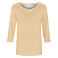thumbnail image 5 of bnaln Women's Tops 3/4 Sleeve T Shirts Casual Summer Tops Elegant Tunic Blouses Solid Color Crewneck Loose Dressy Pullover Plain Sweatshirts Basic Tees Plus Size Shirts Holiday Tshirts, 5 of 5