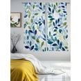 thumbnail image 3 of Navy Blue Leaves Sheer Curtains 63 Inch Length 2 Panels Set, Green Summer Botanical Voile Window Treatment Rod Pocket Curtains Sheers Drapes for Bedroom/Living Room/Kitchen 52x"63"x2, 3 of 7