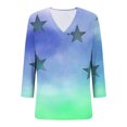 thumbnail image 4 of Cavosen Blouse for Women 3/4 Sleeve V Neck Cute Sweatshirt Star Lightweight Oversized Pullover Soft Spring Orleans Party Tops, 4 of 7