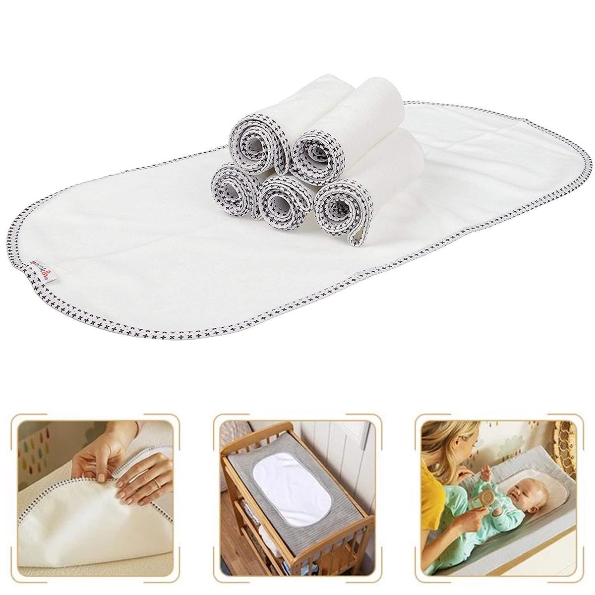 6PCS Waterproof Changing Pad Liners Washable Reusable Changing Pad