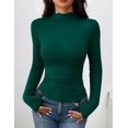 thumbnail image 5 of Zeagoo Long Sleeve Shirts for Women Ribbed Slim Fit Tops Lettuce Trim Mock Neck Summer Fall Basic Tee, 5 of 6