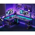 thumbnail image 4 of ODK 66" L Shaped Gaming Desk with Power Outlet and LED Lights, PC Gaming Table with Carbon Fiber Texture, Reversible L Shape Desk with Storage Shelves & Monitor Stand, Home Office, 4 of 6