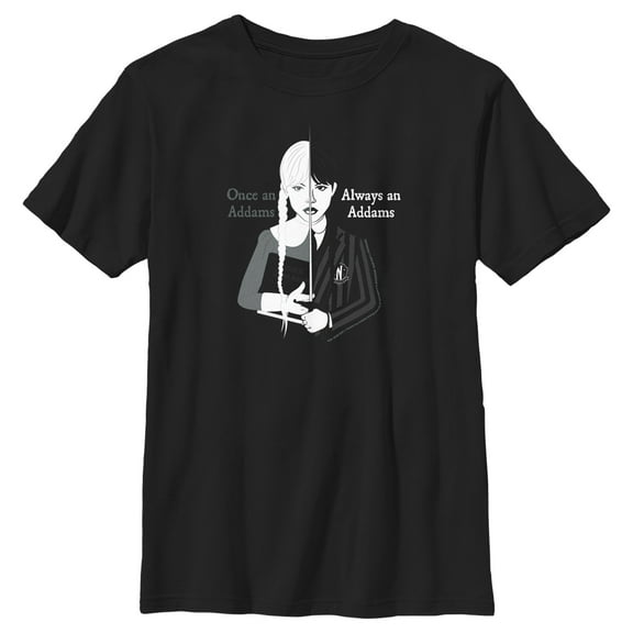 Boy's Wednesday Always an Addams  Graphic Tee Black X Large