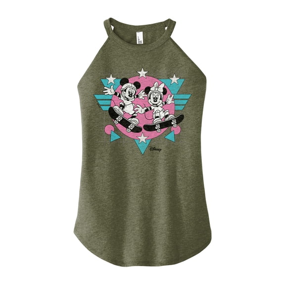 Disney - Mickey & Friends - Minnie & Mickey Skater - Retro Style - Juniors High Neck Tank Top