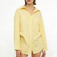 thumbnail image 4 of Purcolt Womens Striped Button Down Shirts Dressy Casual Long Sleeve Collared Blouses Boyfriend Work Office Tops, 4 of 6