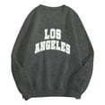 thumbnail image 4 of GEWSEY Women's Los Angeles Crewneck Sweatshirt Casual Long Sleeve Raglan Shirts Cute Letter Print Pullover Tops (Dark Gray, S), 4 of 5