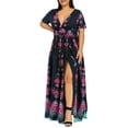 thumbnail image 2 of up to 60% off Gifts Usmixi Womens Dresses Plus Size Vintage Empire Waist Pleated Slit Swing A Line Party Long Dresses Fashion Butterfly Print V-Neck Short Sleeve Maxi Summer Dress Purple XXXXL, 2 of 6