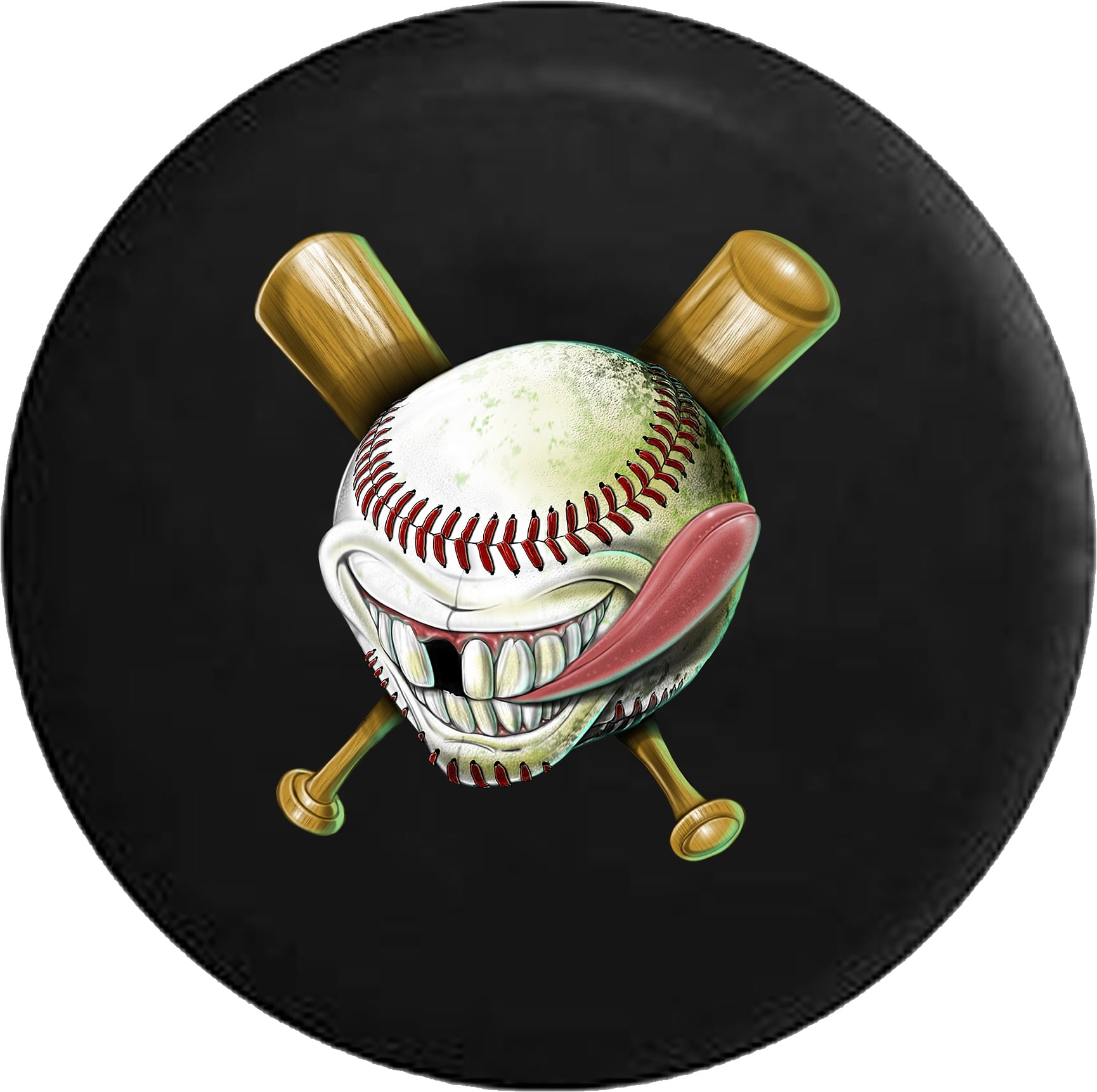 Baseball Softball Ball Bat Funny Face Spare Tire Cover for Jeep RV
