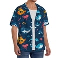thumbnail image 2 of Yiaed Ocean Floor Animals Print Mens Casual Wrinkle Free Shirts Short Sleeve Button Down Summer Stretch Dress Shirt-Medium, 2 of 5