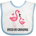 thumbnail image 3 of Inktastic Grandma Loves Me Flamingo Grandchild Girls Baby Bib, 3 of 4