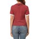 thumbnail image 3 of INSPIRAR CHIC Blusa de Manga Corta con Cuello de Solapa y Corbata de Contraste con Lunares Burgundy XS, 3 of 6