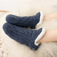 thumbnail image 2 of HBFAGFB Socks for Women Winter Warm Plush Thickened Slippers Socks Versatile Daily Wear Dark Blue Size M, 2 of 5