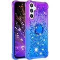 thumbnail image 7 of Clear Case for Samsung Galaxy A54 with Kickstand for Girls Women, Liquid Glitter Sparkle Bling Cute Case Gradient Quicksand Cover for Samsung Galaxy A54 JB Purple Navy, 7 of 7