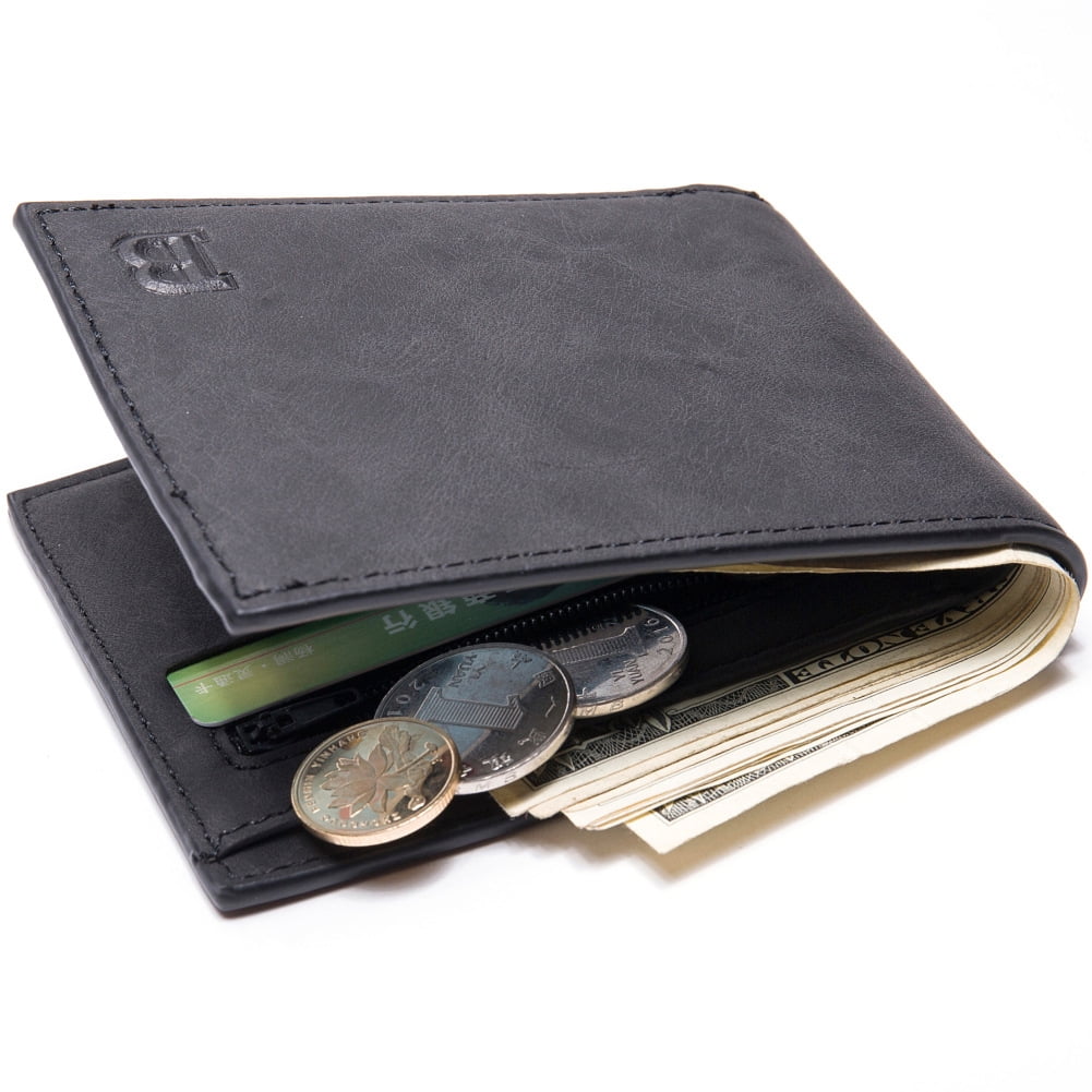 RFID Blocking Men Male Biflod Short Wallet Zipper Coin Purse Casual PU Material