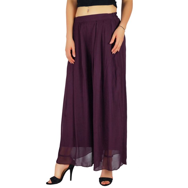 Bimba Jupe Longue Évasée à Jambes Larges Plissée Style Palazzo pour Femmes
