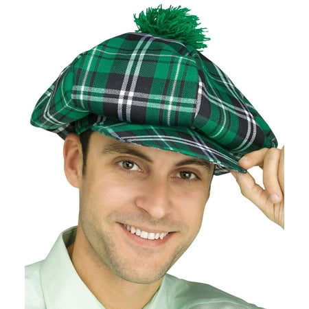 Adults Scottish Highlander Plaid Golf Hat With Pom Costume