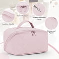thumbnail image 7 of Gynky Large Travel Makeup Bag for Women - Waterproof Cosmetic Bag, Flat Open Toiletry Bag with Ample Space for Skincare, Brushes & Travel Essentials, Portable Design（Pink）, 7 of 7