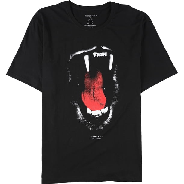 Camiseta gráfica Elevenparis Trouble Is Coming para hombre negra M