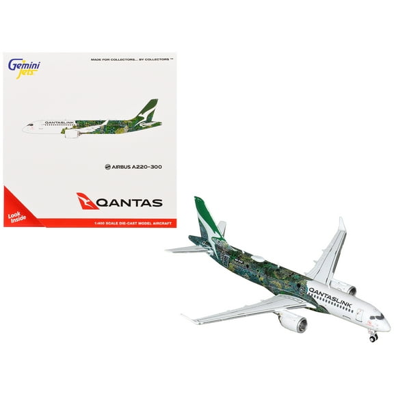 Airbus A220-300 Commercial Aircraft "QantasLink - Minyma Kutjara Tjukurpa" (VH-X4A) White with Graphics 1/400 Diecast Model Airplane by GeminiJets