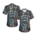 thumbnail image 6 of Women Short Sleeve V Neck Tops T-Shirts Summer Tees, Snake Hand Bones Skull Flower, 6 of 6