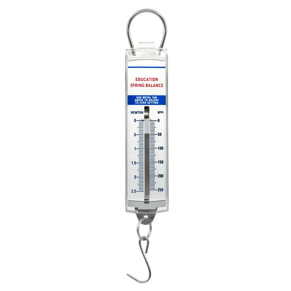 Premium Spring Balance, 0-250g / 0-2.5N - High Resolution, Dual Transparent Scale, Newtons & Grams - Zero Calibration Capability - Acrylic Body, Superior Quality & Finish - Eisco Labs