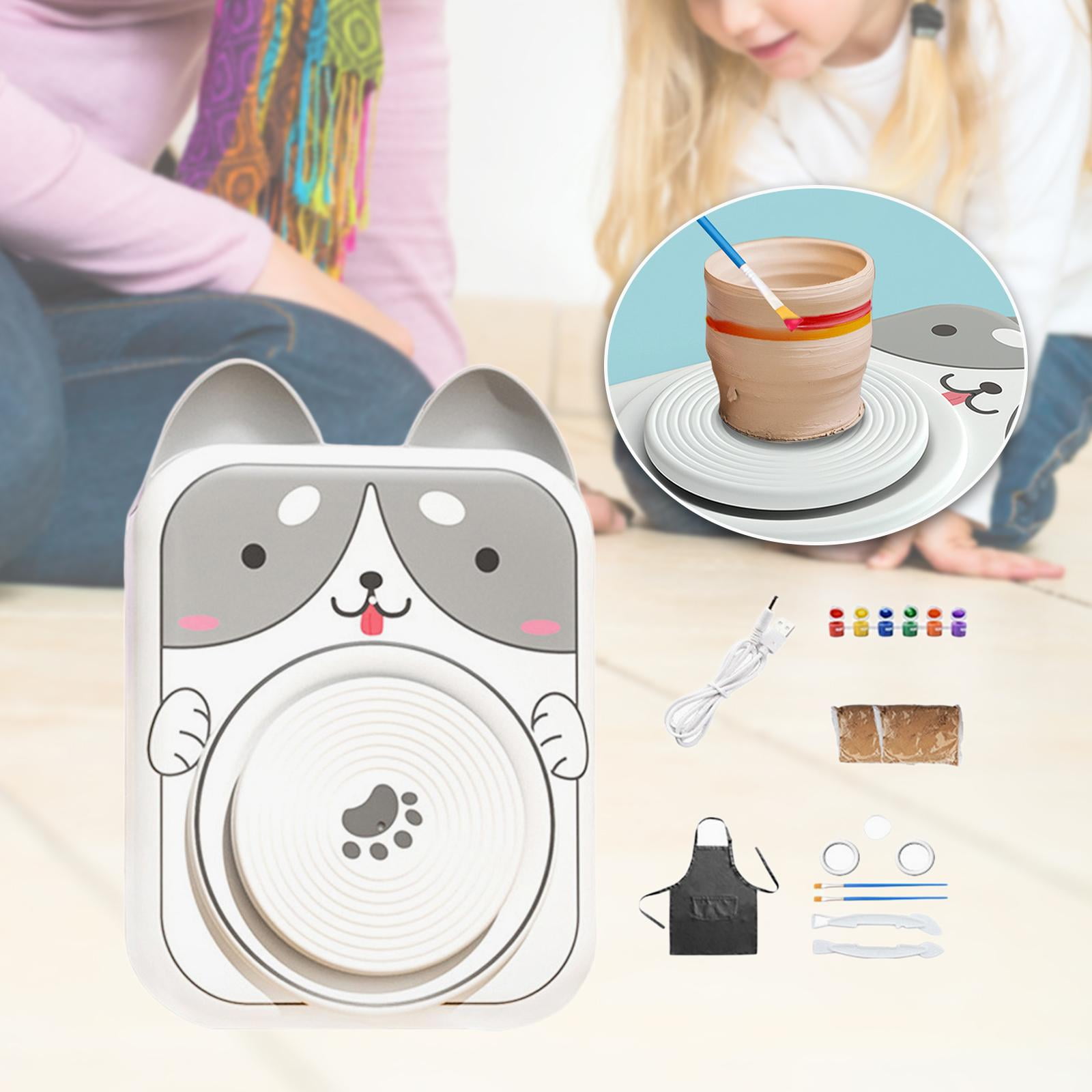 Pottery Wheel for Kids Electric Pottery Machine Molding Machine and Painting Supplies Complete Pottery Set Children's Craft Projects Dog