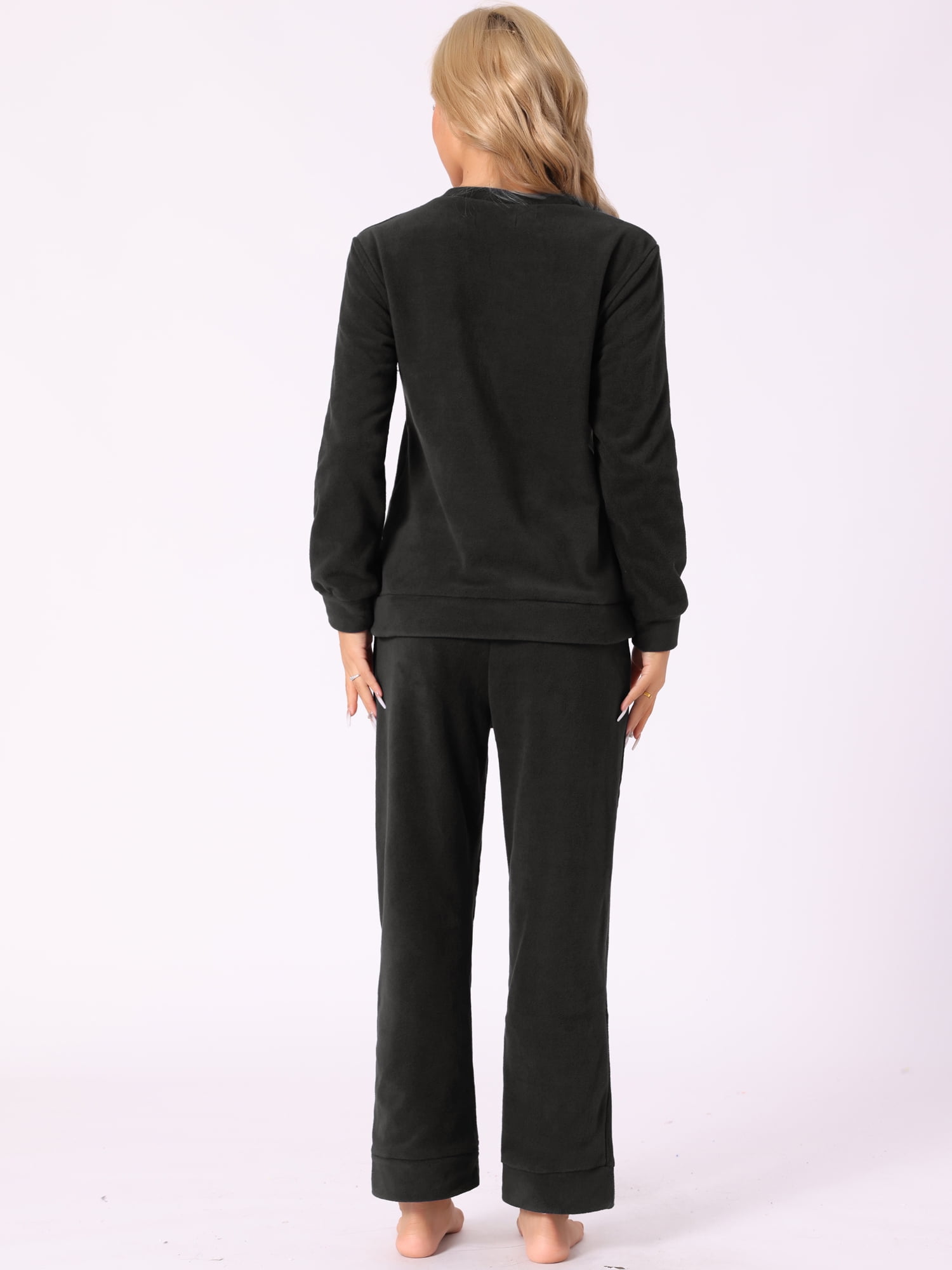 DARING DIVA Women's 2-Piece Fuzzy Flannel Pajama Sets L Black