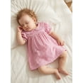 thumbnail image 4 of RUINIXCW Toddler Baby Girl Summer Gingham Plaid Dress Cute Puff Short Sleeve Doll Collar Ruffled Casual A-line Dress Clothes 6 Months to 4 Years, 4 of 9